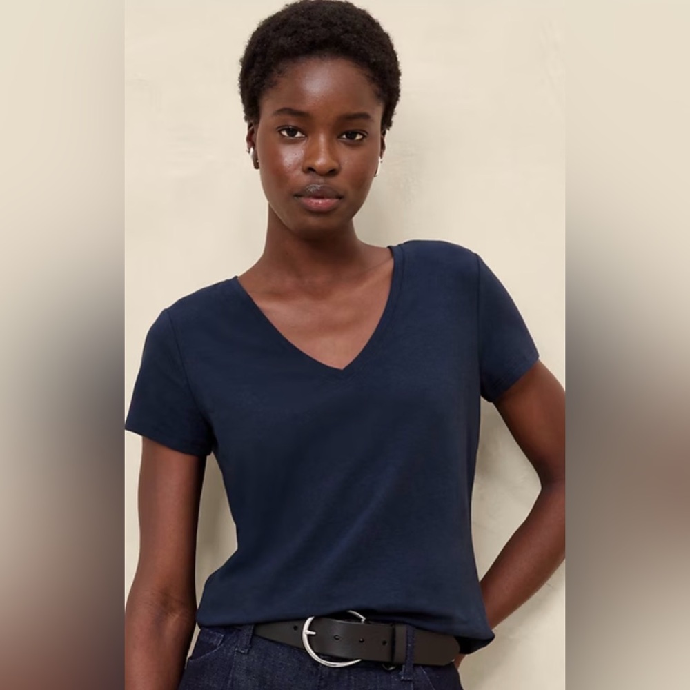 Banana Republic Deep Blue V-Neck Tee